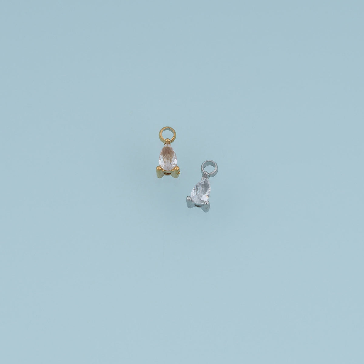 Teardrop Crystal Pendant,14K Gold Silver Dainty Clear Gemstone Charm DIY Charm for Necklace Bracelet Making