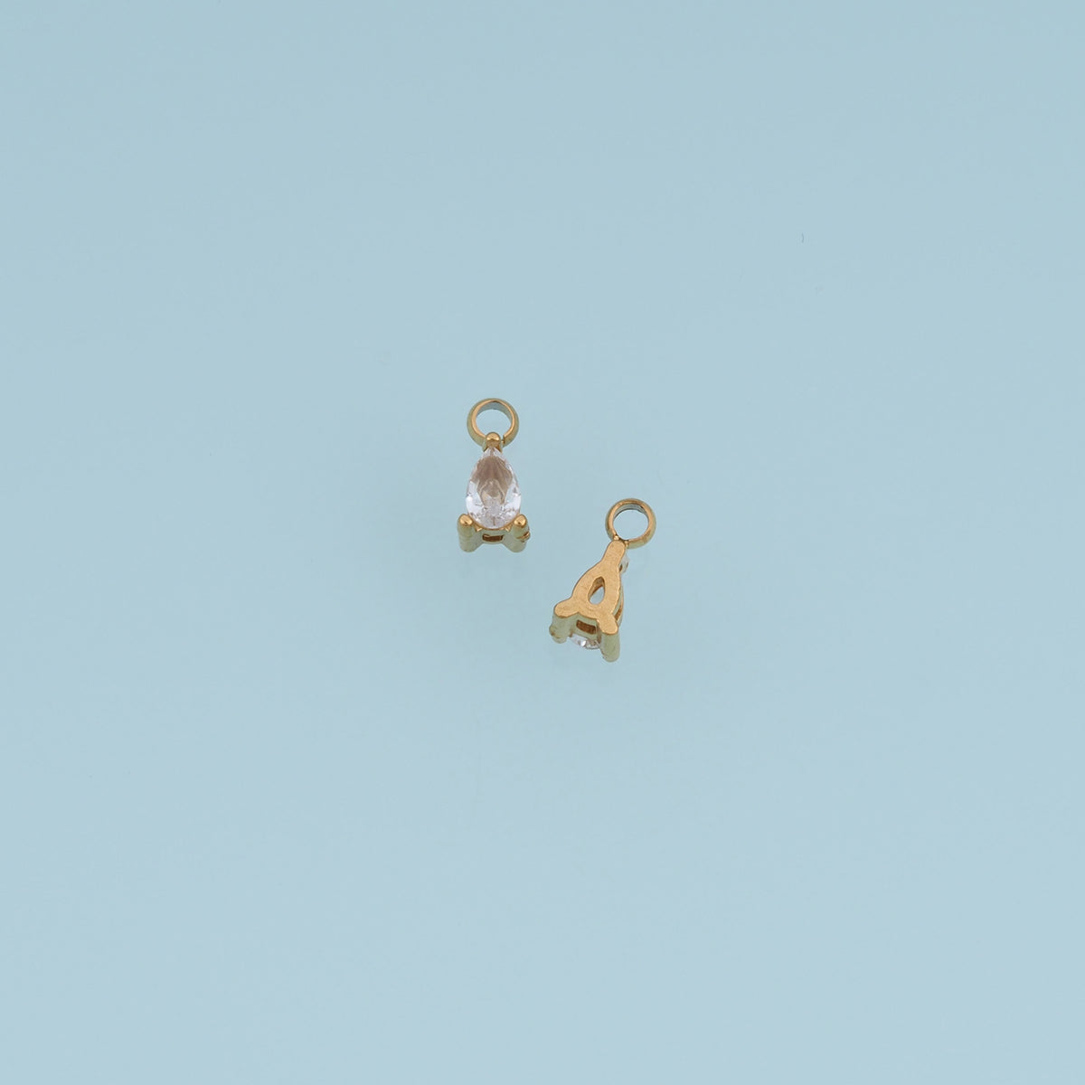 Teardrop Crystal Pendant,14K Gold Silver Dainty Clear Gemstone Charm DIY Charm for Necklace Bracelet Making