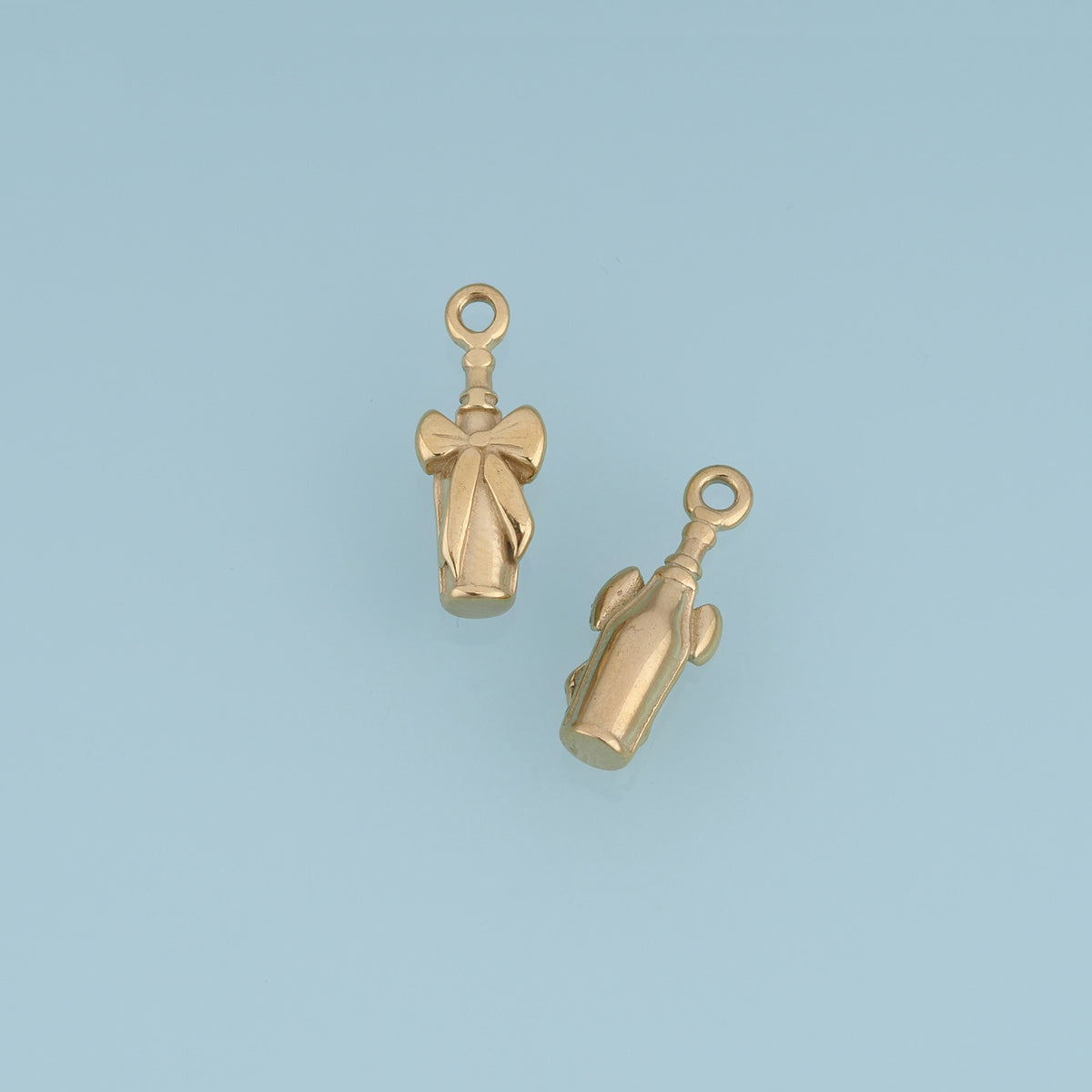 Champagne Bottle Pendant,14K Gold Silver Bow Bottle Charm DIY Charm for Necklace Bracelet Making