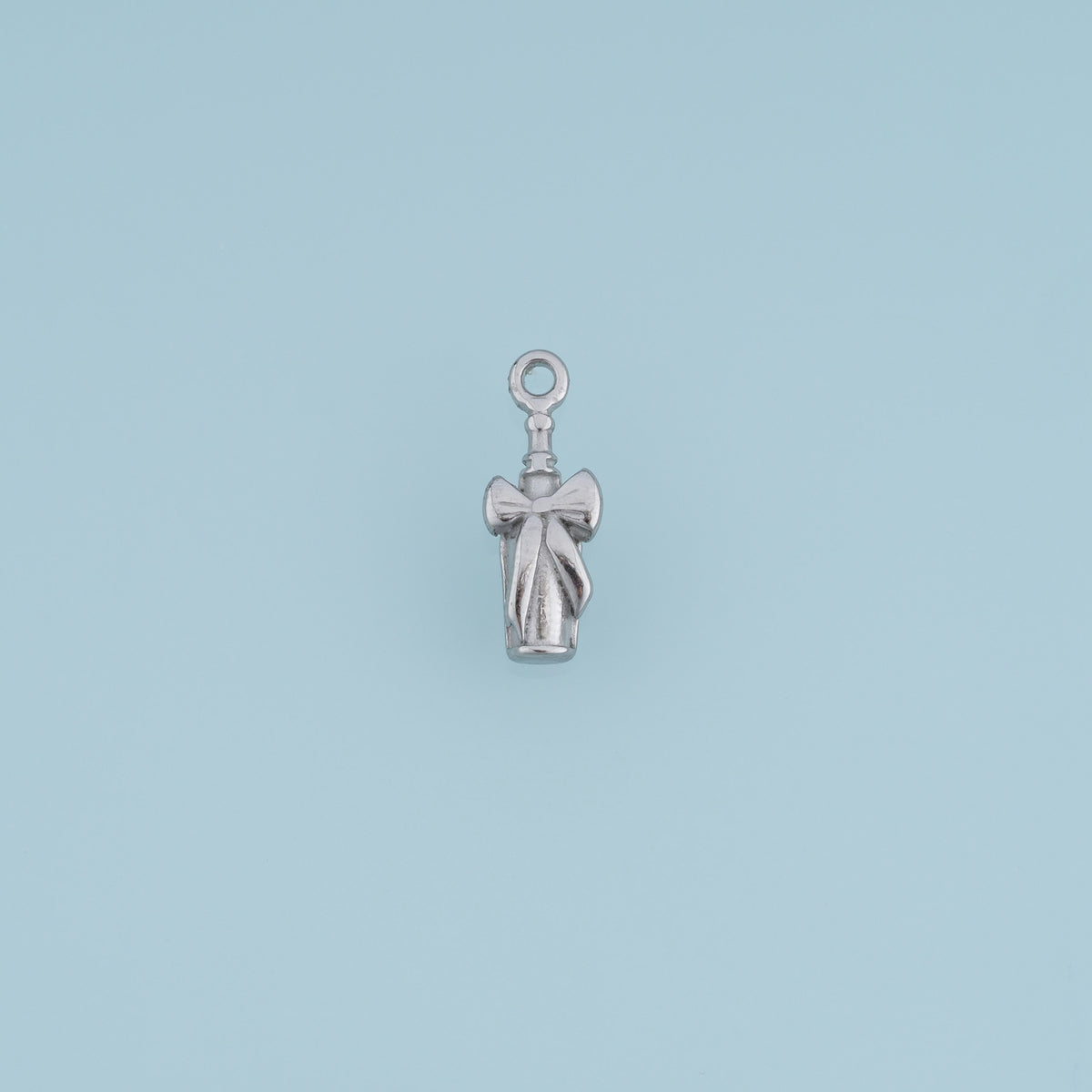 Champagne Bottle Pendant,14K Gold Silver Bow Bottle Charm DIY Charm for Necklace Bracelet Making
