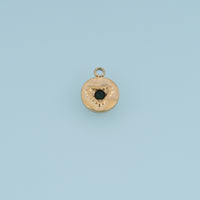 Green Stone Heart Pendant,14K Gold Vintage Textured Round Charm DIY Charm for Necklace Bracelet Making