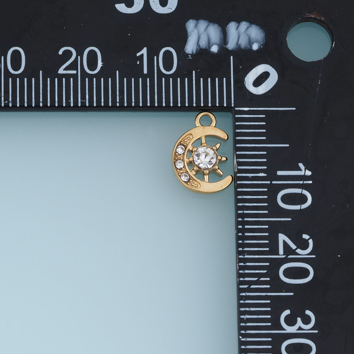 Crescent Moon Sun Crystal Pendant,14K Gold Silver Celestial Charm DIY Charm for Necklace Bracelet Making