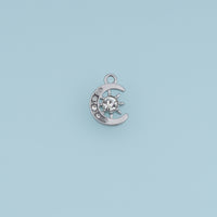 Crescent Moon Sun Crystal Pendant,14K Gold Silver Celestial Charm DIY Charm for Necklace Bracelet Making