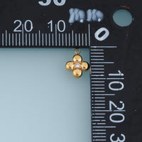 Four Petal Flower Crystal Pendant,14K Gold Silver Dainty Floral Charm DIY Charm for Necklace Bracelet Making
