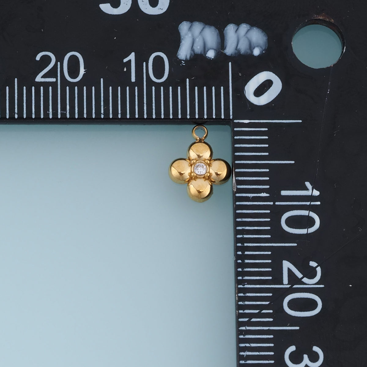 Four Petal Flower Crystal Pendant,14K Gold Silver Dainty Floral Charm DIY Charm for Necklace Bracelet Making