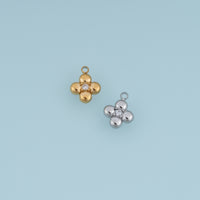 Four Petal Flower Crystal Pendant,14K Gold Silver Dainty Floral Charm DIY Charm for Necklace Bracelet Making