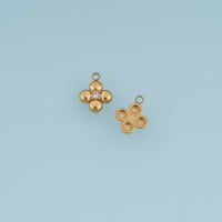 Four Petal Flower Crystal Pendant,14K Gold Silver Dainty Floral Charm DIY Charm for Necklace Bracelet Making