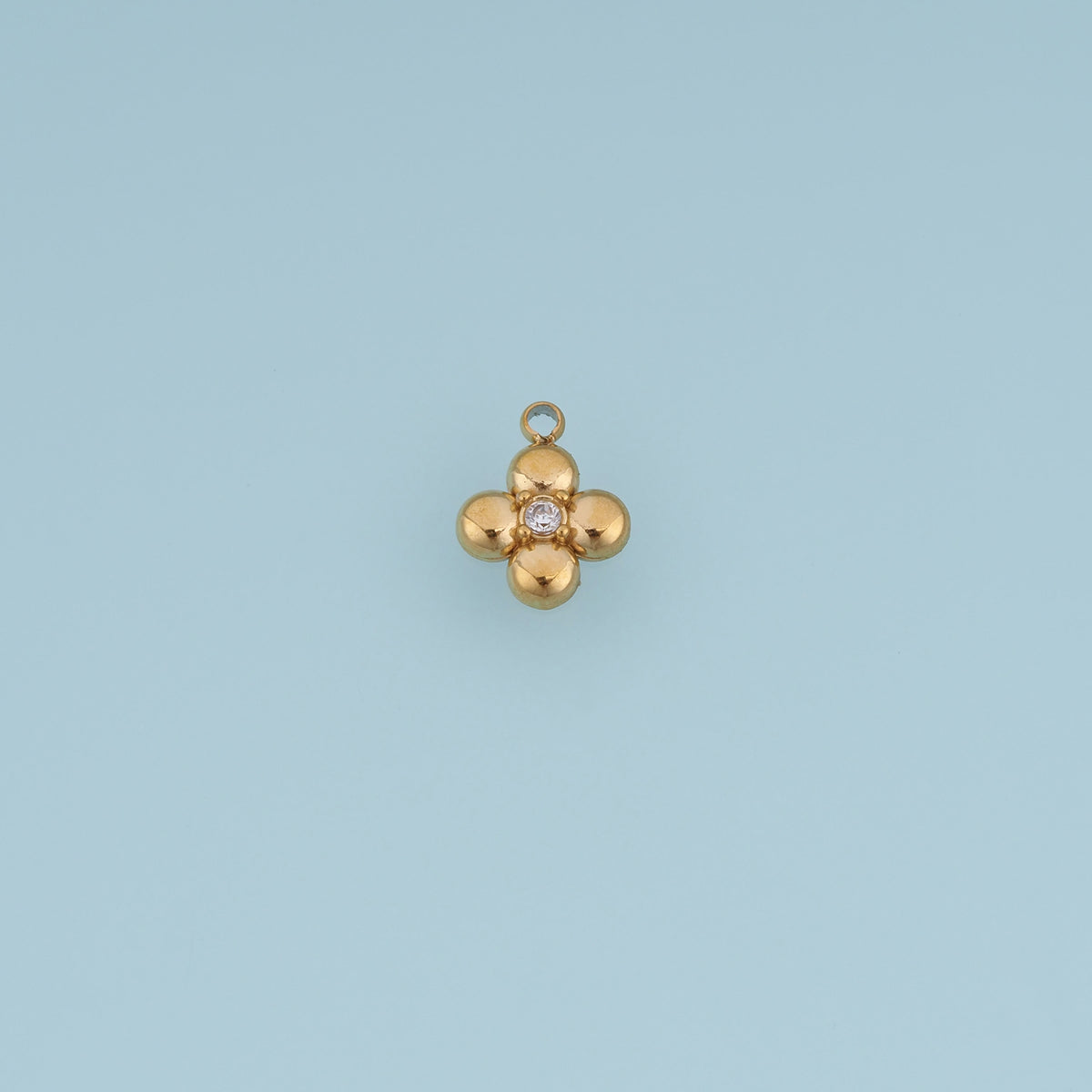 Four Petal Flower Crystal Pendant,14K Gold Silver Dainty Floral Charm DIY Charm for Necklace Bracelet Making