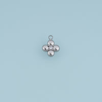 Four Petal Flower Crystal Pendant,14K Gold Silver Dainty Floral Charm DIY Charm for Necklace Bracelet Making