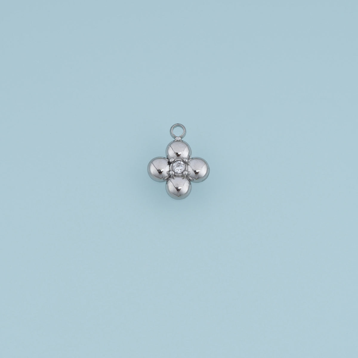 Four Petal Flower Crystal Pendant,14K Gold Silver Dainty Floral Charm DIY Charm for Necklace Bracelet Making