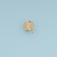 Artist Paint Palette Pendant,14K Gold Crystal Art Charm DIY Charm for Necklace Bracelet Making