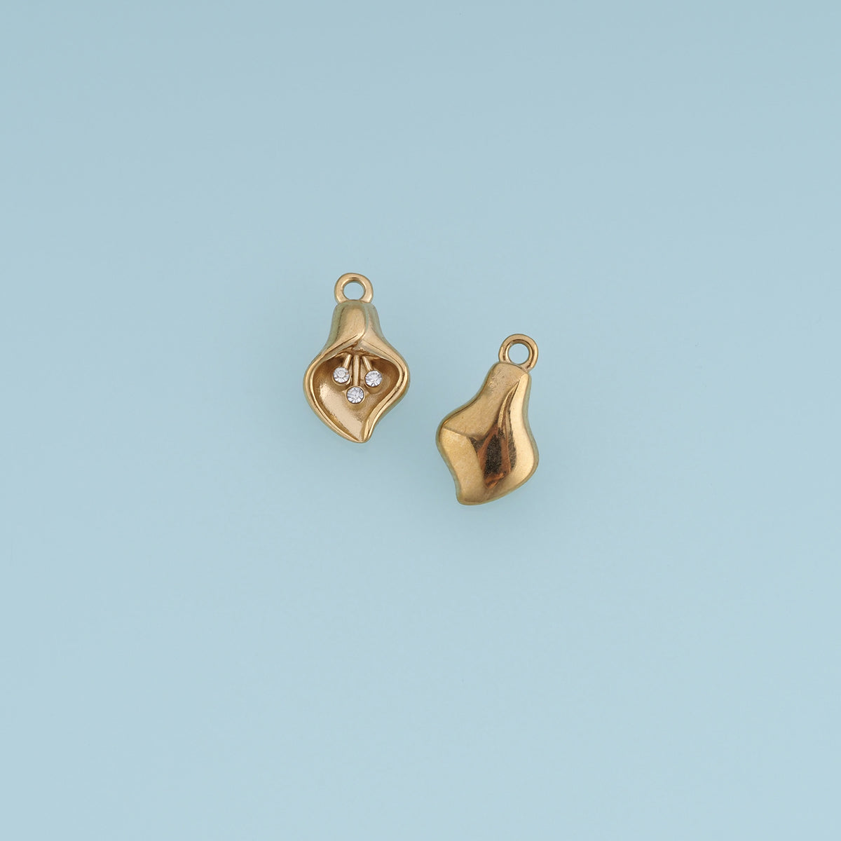 Calla Lily Flower Pendant,14K Gold Silver Crystal Floral Charm DIY Charm for Necklace Bracelet Making