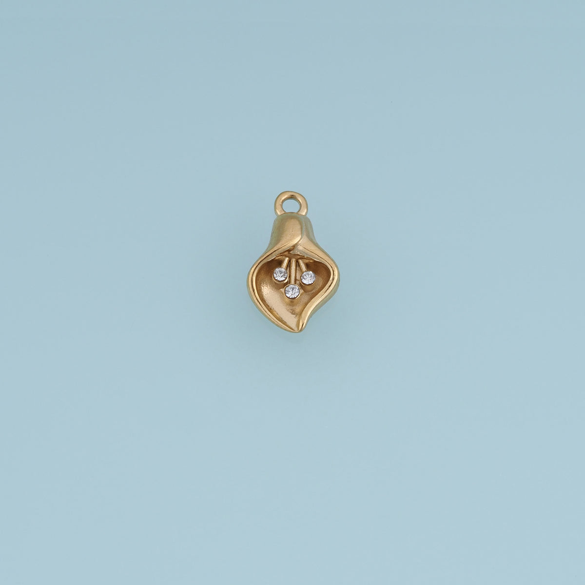 Calla Lily Flower Pendant,14K Gold Silver Crystal Floral Charm DIY Charm for Necklace Bracelet Making