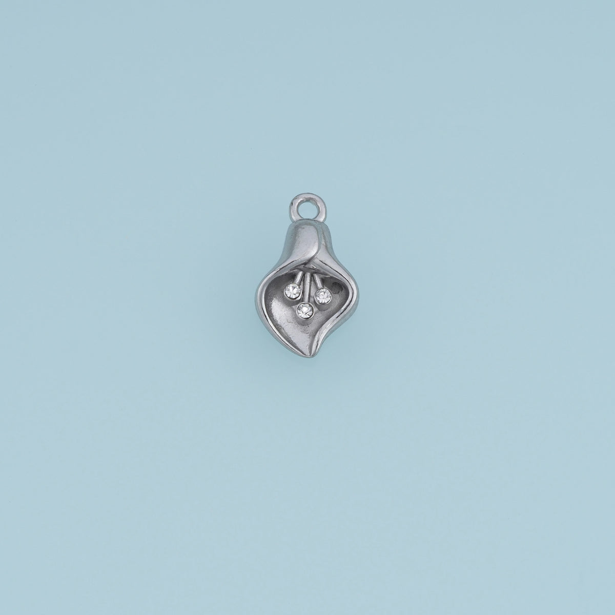 Calla Lily Flower Pendant,14K Gold Silver Crystal Floral Charm DIY Charm for Necklace Bracelet Making
