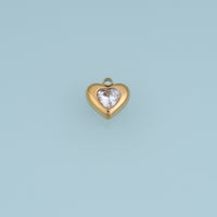 Heart Crystal Pendant,14K Gold Puffy Double Heart Charm DIY Charm for Necklace Bracelet Making