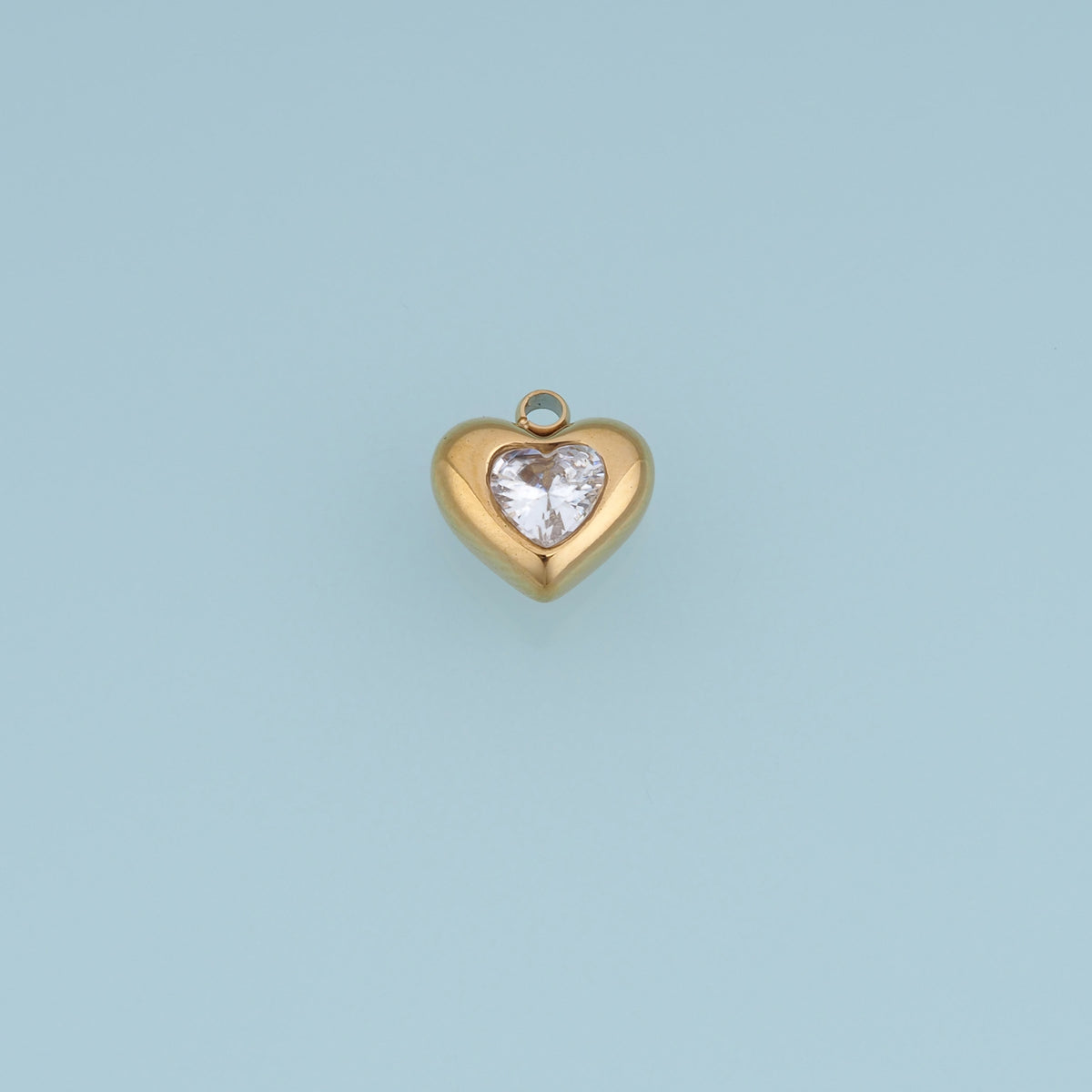 Heart Crystal Pendant,14K Gold Puffy Double Heart Charm DIY Charm for Necklace Bracelet Making