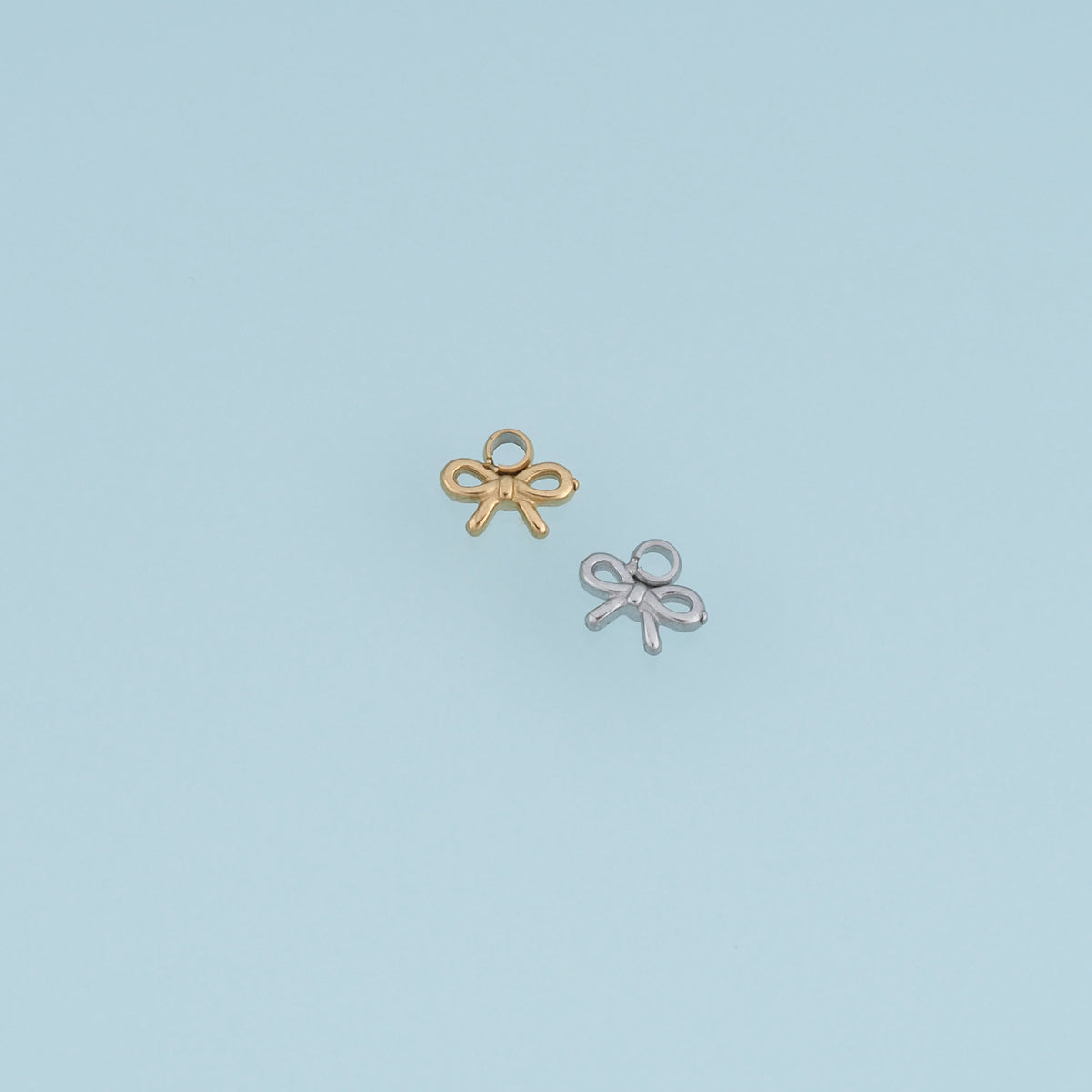 Mini Bow Ribbon Pendant,14K Gold Silver Dainty Bow Charm DIY Charm for Necklace Bracelet Making