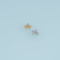 Mini Bow Ribbon Pendant,14K Gold Silver Dainty Bow Charm DIY Charm for Necklace Bracelet Making