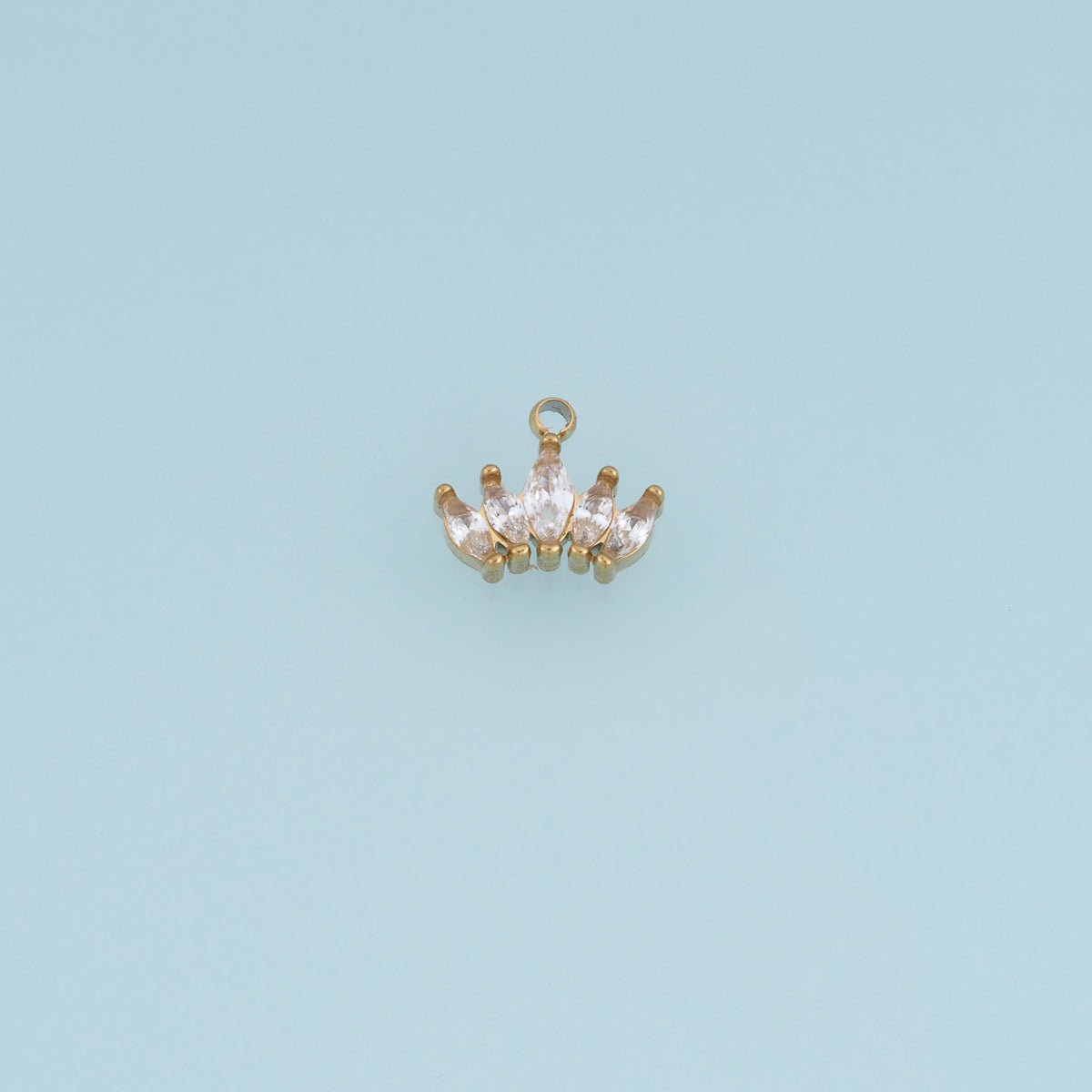 Five Crystal Leaf Pendant,14K Gold Silver Elegant Botanical Charm DIY Charm for Necklace Bracelet Making
