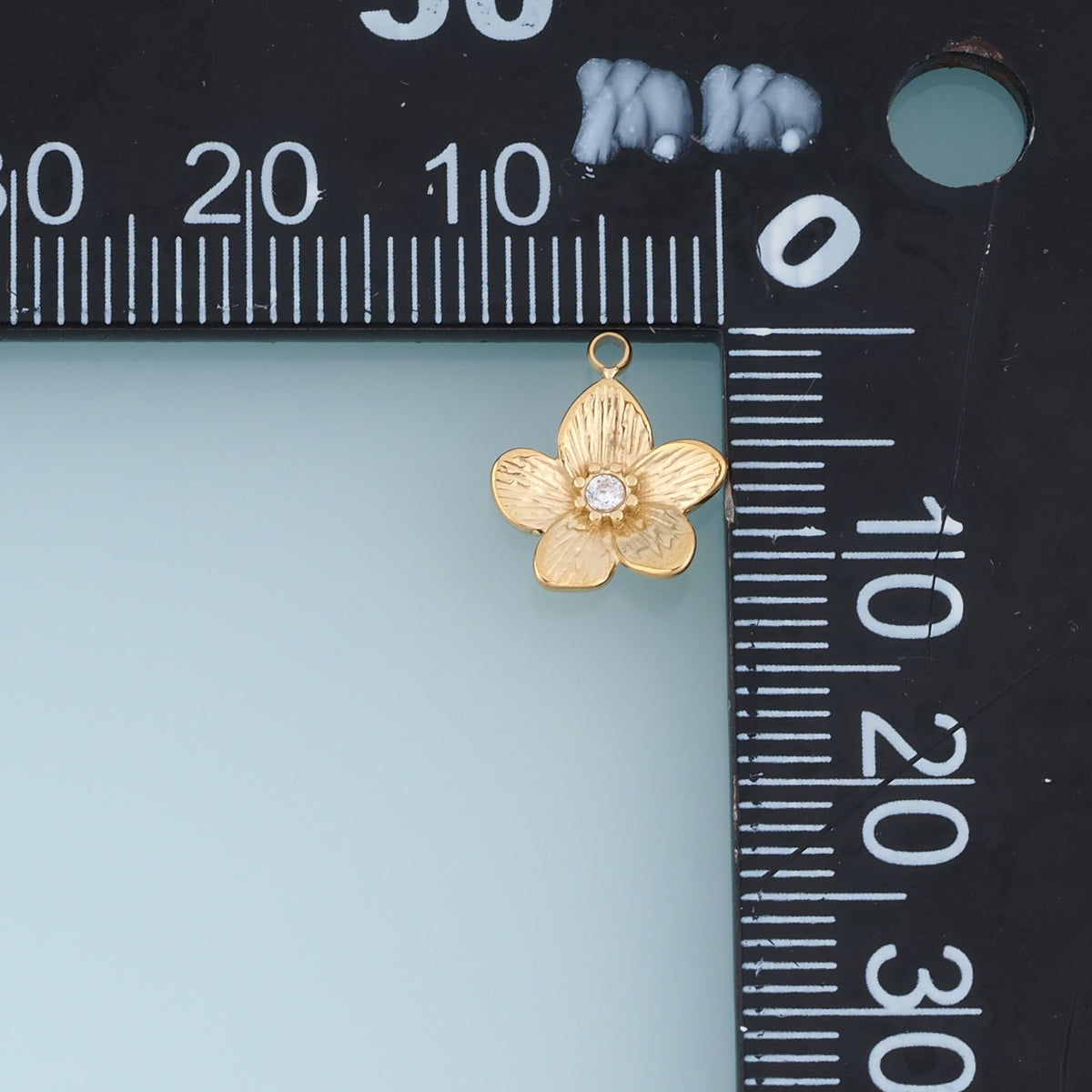 Five Petal Flower Pendant,14K Gold Textured Floral Crystal Charm DIY Charm for Necklace Bracelet Making