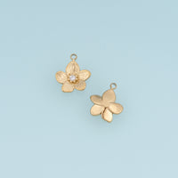 Five Petal Flower Pendant,14K Gold Textured Floral Crystal Charm DIY Charm for Necklace Bracelet Making
