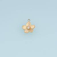 Five Petal Flower Pendant,14K Gold Textured Floral Crystal Charm DIY Charm for Necklace Bracelet Making