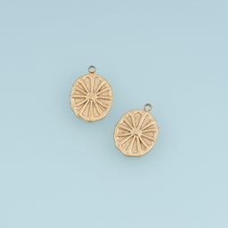 Oval Sunburst Pendant,14K Gold Vintage Radiating Sun Charm DIY Charm for Necklace Bracelet Making
