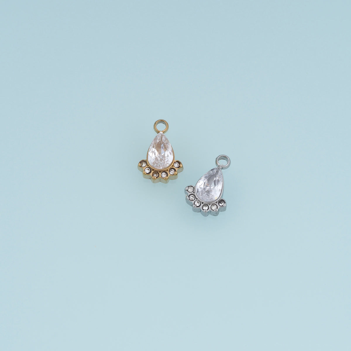 Teardrop Crystal Pendant,14K Gold Silver Sparkling Rhinestone Drop Charm DIY Charm for Necklace Bracelet Making