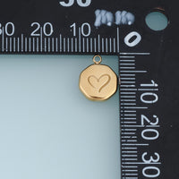 Engraved Heart Coin Pendant,14K Gold Vintage Irregular Round Charm DIY Charm for Necklace Bracelet Making