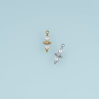 Four Petal Crystal Flower Pendant,14K Gold Silver Dainty Floral Charm DIY Charm for Necklace Bracelet Making