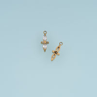 Four Petal Crystal Flower Pendant,14K Gold Silver Dainty Floral Charm DIY Charm for Necklace Bracelet Making
