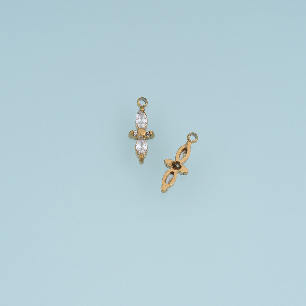 Four Petal Crystal Flower Pendant,14K Gold Silver Dainty Floral Charm DIY Charm for Necklace Bracelet Making