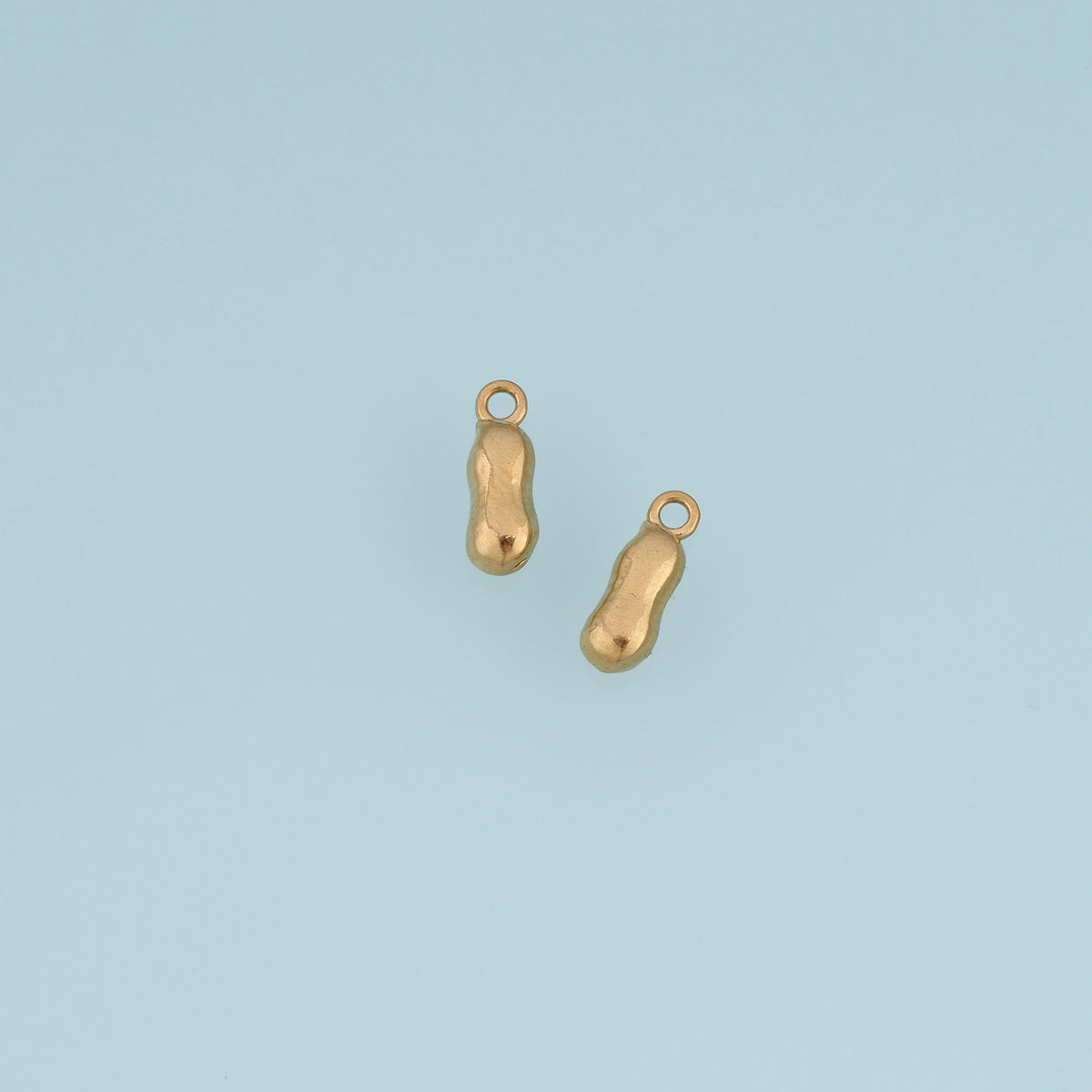 Peanut Pendant,14K Gold Puffy Textured Peanut Charm DIY Charm for Necklace Bracelet Making