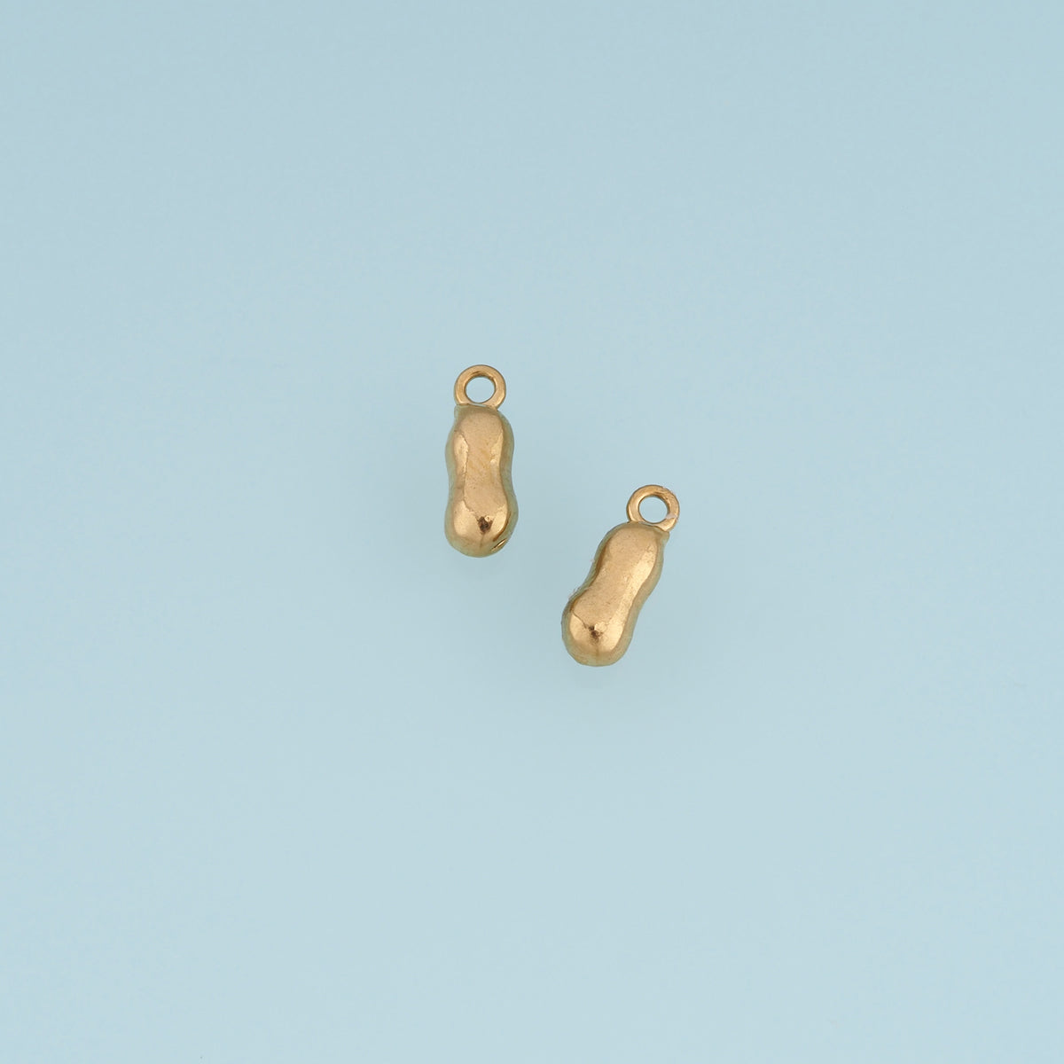 Peanut Pendant,14K Gold Puffy Textured Peanut Charm DIY Charm for Necklace Bracelet Making