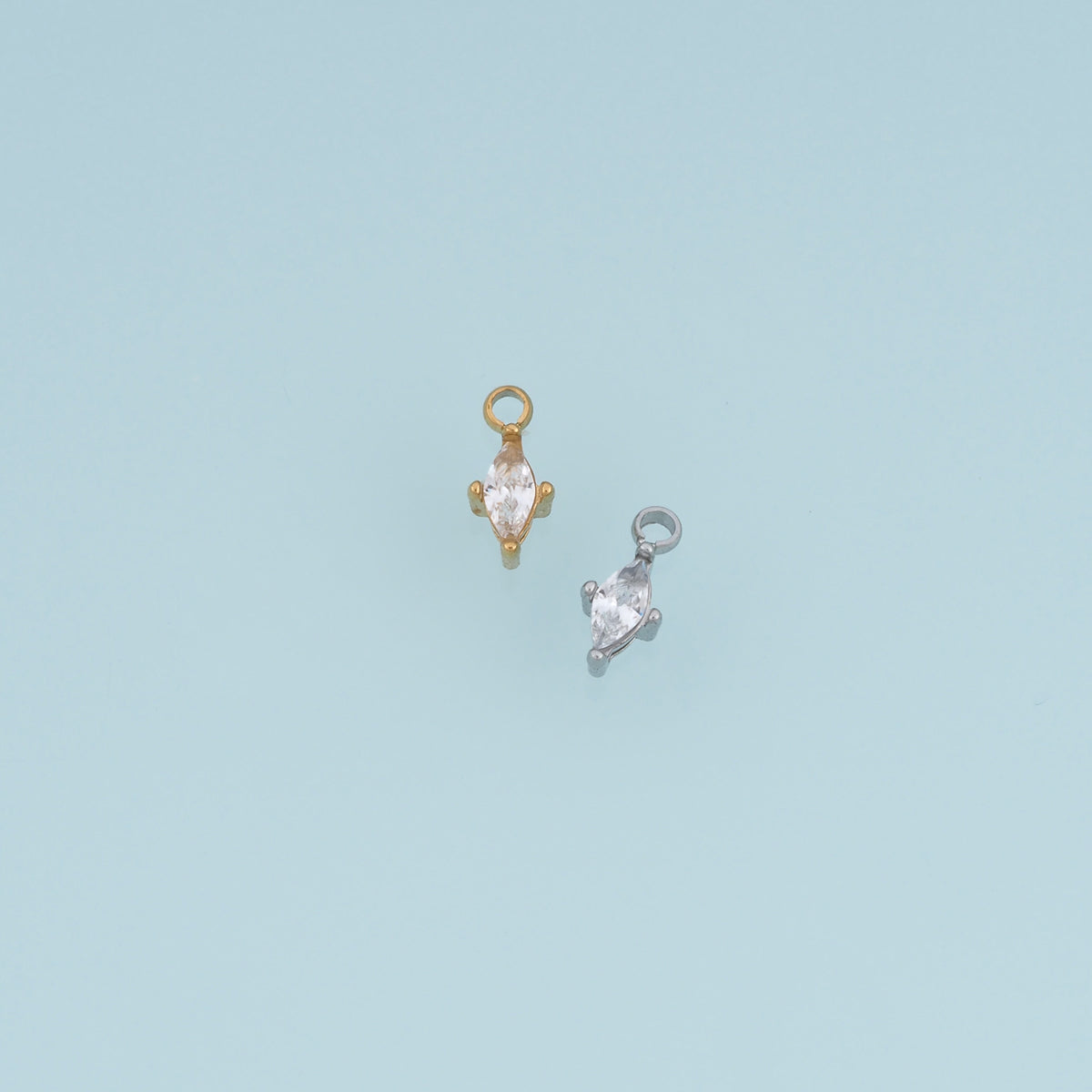 Faceted Crystal Pendant,14K Gold Silver Dainty Clear Stone Charm DIY Charm for Necklace Bracelet Making
