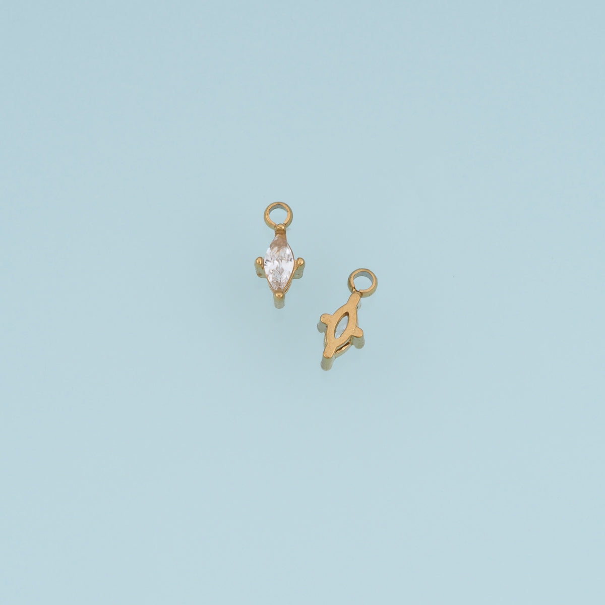Faceted Crystal Pendant,14K Gold Silver Dainty Clear Stone Charm DIY Charm for Necklace Bracelet Making