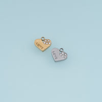 LOVE Heart Pendant,14K Gold Silver Crystal Heart Charm DIY Charm for Necklace Bracelet Making