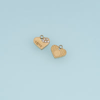 LOVE Heart Pendant,14K Gold Silver Crystal Heart Charm DIY Charm for Necklace Bracelet Making