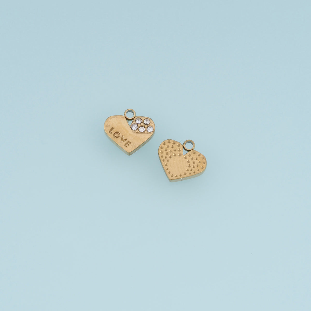 LOVE Heart Pendant,14K Gold Silver Crystal Heart Charm DIY Charm for Necklace Bracelet Making