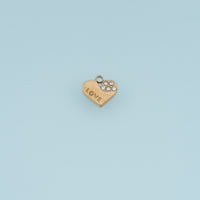 LOVE Heart Pendant,14K Gold Silver Crystal Heart Charm DIY Charm for Necklace Bracelet Making
