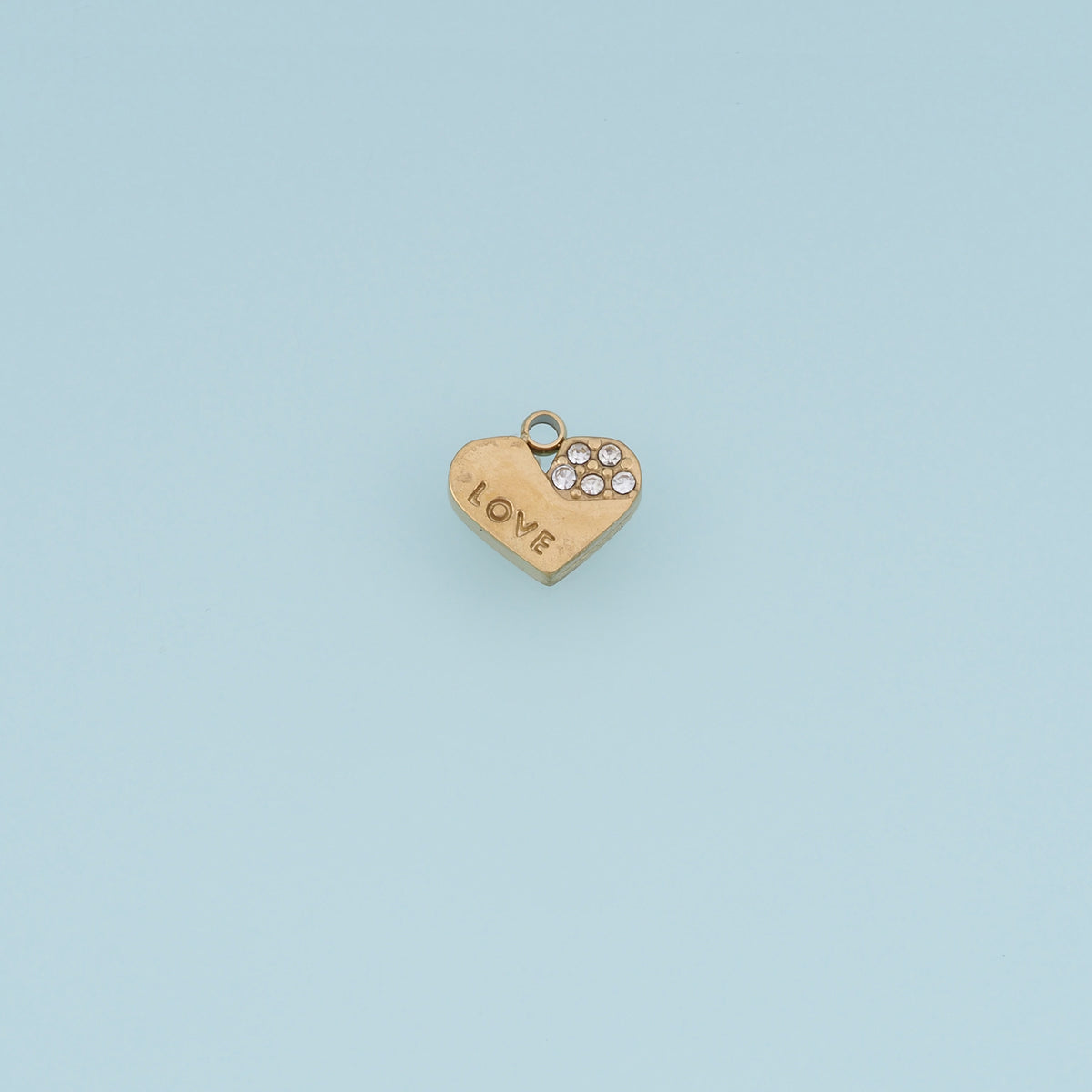 LOVE Heart Pendant,14K Gold Silver Crystal Heart Charm DIY Charm for Necklace Bracelet Making