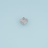 LOVE Heart Pendant,14K Gold Silver Crystal Heart Charm DIY Charm for Necklace Bracelet Making