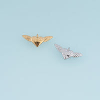 Winged Heart Pendant,14K Gold Silver Angel Wings Heart Charm DIY Charm for Necklace Bracelet Making