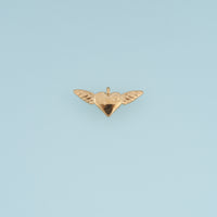 Winged Heart Pendant,14K Gold Silver Angel Wings Heart Charm DIY Charm for Necklace Bracelet Making