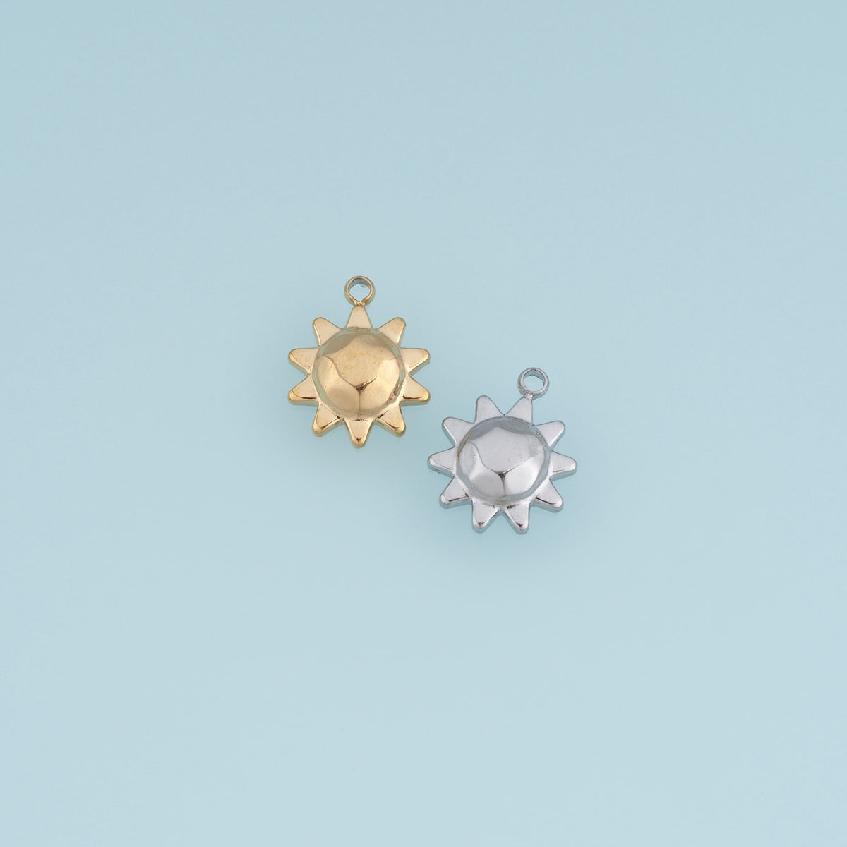 Radiant Sun Pendant,14K Gold Silver 3D Celestial Sunshine Charm DIY Charm for Necklace Bracelet Making