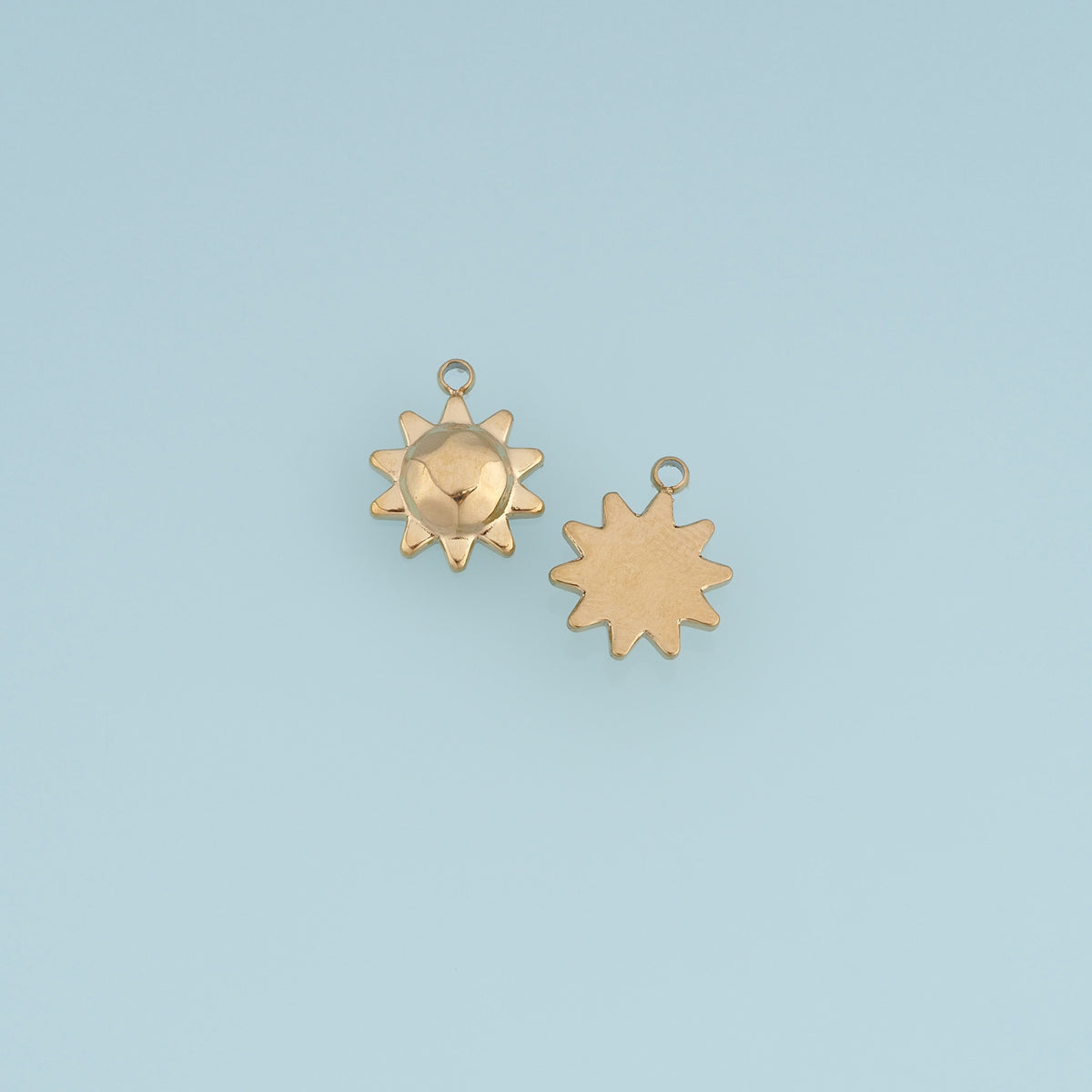 Radiant Sun Pendant,14K Gold Silver 3D Celestial Sunshine Charm DIY Charm for Necklace Bracelet Making