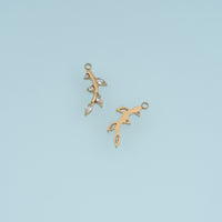 Crystal Leaf Branch Pendant,14K Gold Silver Dainty Botanical Charm DIY Charm for Necklace Bracelet Making