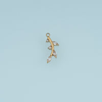 Crystal Leaf Branch Pendant,14K Gold Silver Dainty Botanical Charm DIY Charm for Necklace Bracelet Making