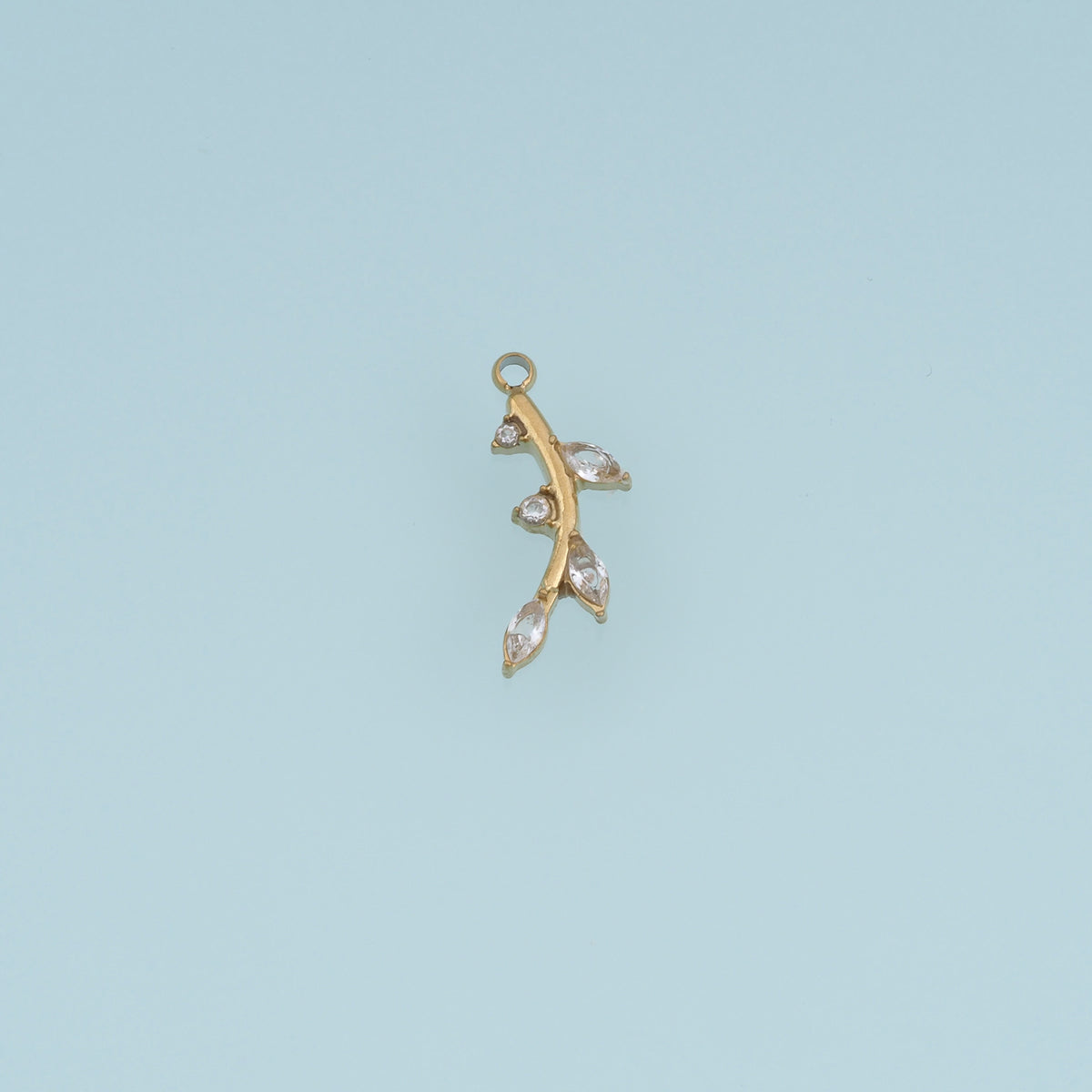 Crystal Leaf Branch Pendant,14K Gold Silver Dainty Botanical Charm DIY Charm for Necklace Bracelet Making