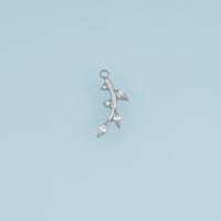 Crystal Leaf Branch Pendant,14K Gold Silver Dainty Botanical Charm DIY Charm for Necklace Bracelet Making